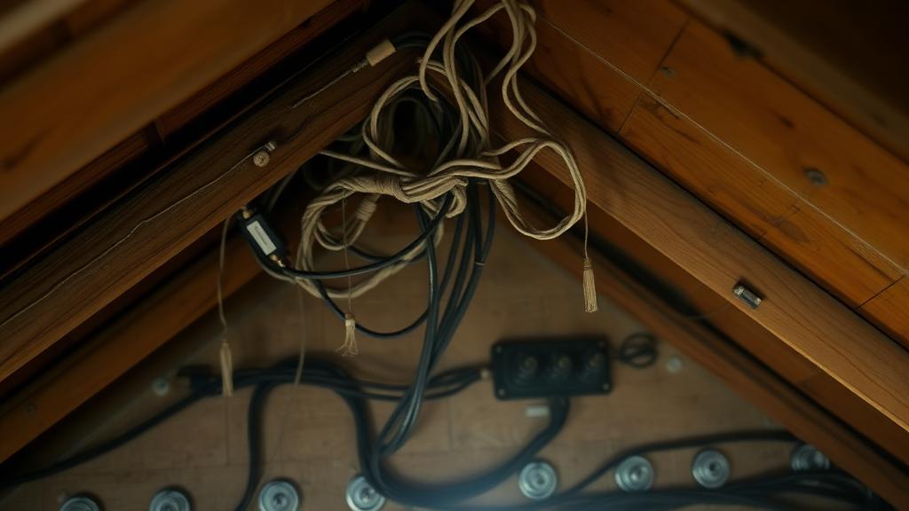 Knob and tube wiring visible in the attic of an older Kingston home