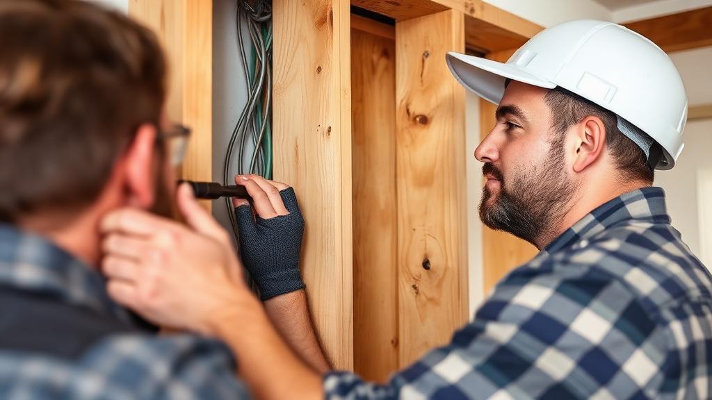 Electrician installing new copper wiring during a home rewiring project